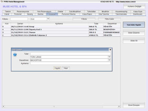 Pyro Pos Otel Program Yönetim Backoffice