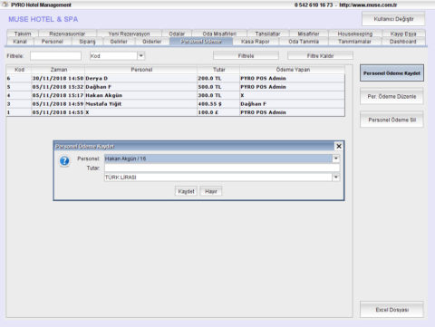 Pyro Pos Otel Program Yönetim Backoffice