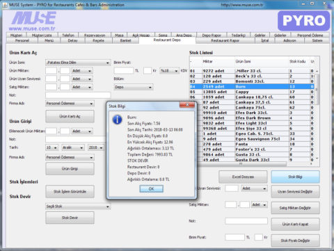 Pyro Pos Restoran Program Yazılım Yönetici Ekran