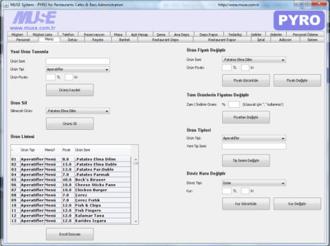 Pyro Pos Restoran Program Yazılım Yönetici Ekran